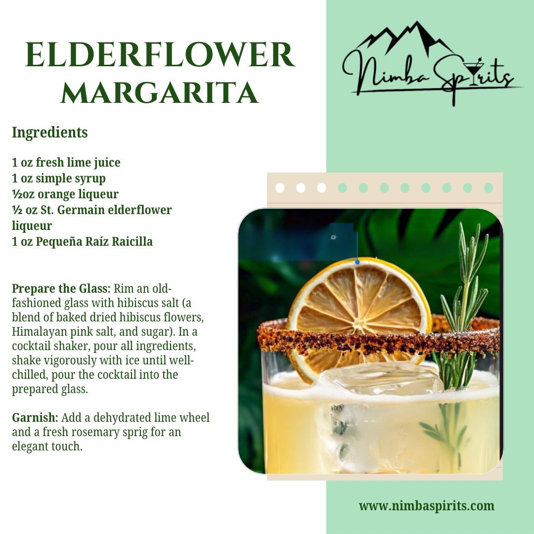 🌿 ELDERFLOWER MARGARITA ✨
➖➖➖➖➖➖➖➖➖➖➖➖➖➖➖➖➖
A floral reinterpretation of the classic margarita featuring Pequeña Raíz Raicilla, elderflower liqueur, and fresh lime.
Bright citrus, delicate botanicals, and layered agave character create a crisp, elegant finish.
Ingredients:
1 oz Pequeña Raíz Raicilla
½ oz St-Germain Elderflower Liqueur
½ oz Orange Liqueur
1 oz Fresh Lime Juice
1 oz Simple Syrup
Build:
Shake with ice until thoroughly chilled. Serve over fresh ice in a hibiscus salt-rimmed glass.
Garnish with dehydrated lime and fresh rosemary. 🏔️🥃
@pequenarizraicilla · Elderflower · Lime · Hibiscus Salt
#NimbaSpirits #Raicilla #CraftCocktails