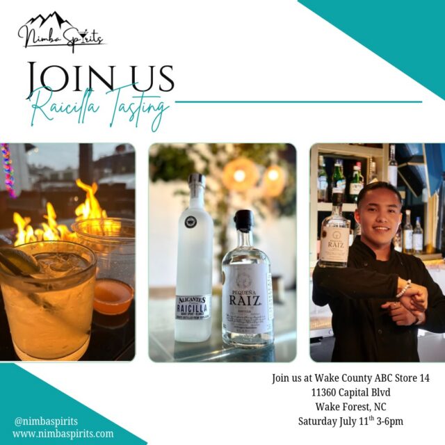 🥃Exceptional spirits aren’t found.
They’re discovered.
➖➖➖➖➖➖➖➖➖➖➖➖➖➖➖➖➖
Join Nimba Spirits this Saturday for a complimentary tasting featuring two authentic expressions of Raicilla from Jalisco, Mexico.

⛰️Pequeña Raíz — Raicilla de la sierra 

🌊Alicantes — Raicilla de la costa

Two regions. Two traditions. One remarkable spirit.
➖➖➖➖➖➖➖➖➖➖➖➖➖➖➖➖➖

🗓️ Saturday, July 11, 2026

⏰3:00 PM to 6:00 PM

📍Wake County ABC Store 14

Come discover what lies beyond tequila and mezcal.

Tag someone who needs to try Raicilla.

#nimbaspirits #craftspirits #explorepage